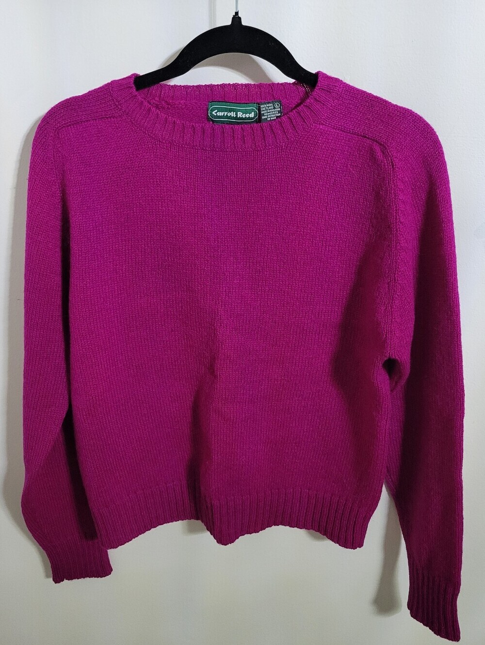 Carroll Reed Fuschia 100% Wool Shetland Sweater, Size L